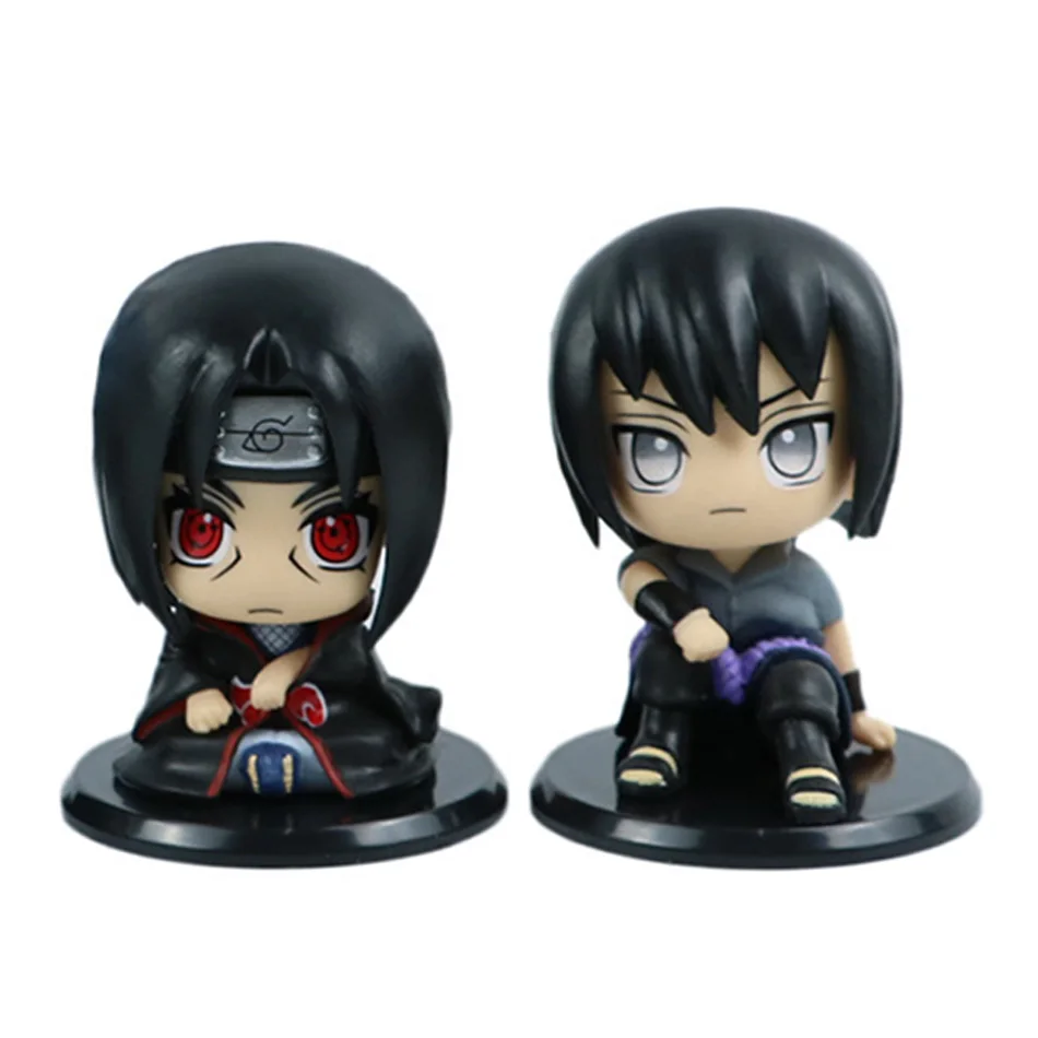 9cm anime naruto figura naruto kakashi figura de ação qversão kawaii sasuke itachi estatueta modelo pvc decoração do carro coleção