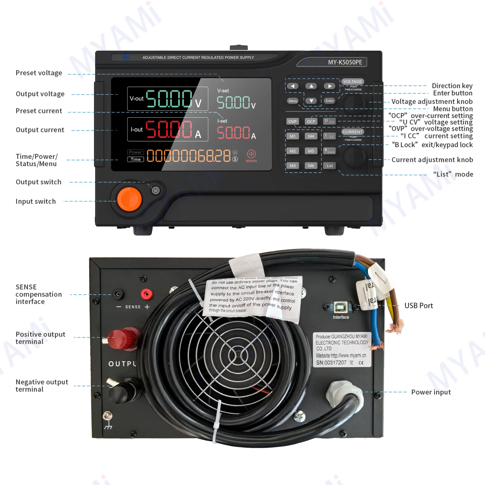 Lab AC 220V Output 2500W 50V 50A Adjustable Voltage Regulator DC Power Supply