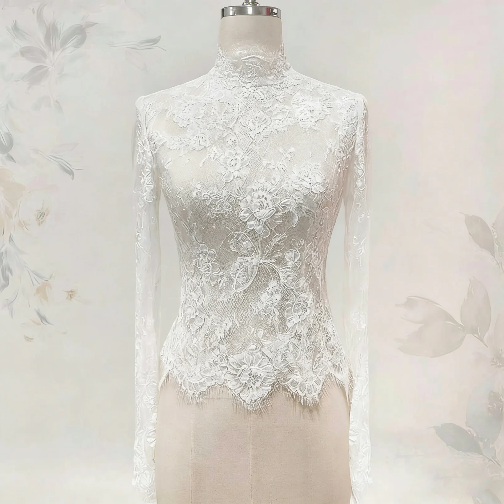 New Bridal Wraps Modest Soft Lace Crystals Wedding Jacket Bride Bolero For Weddings Long Sleeve Bridal Jacket Size Customized
