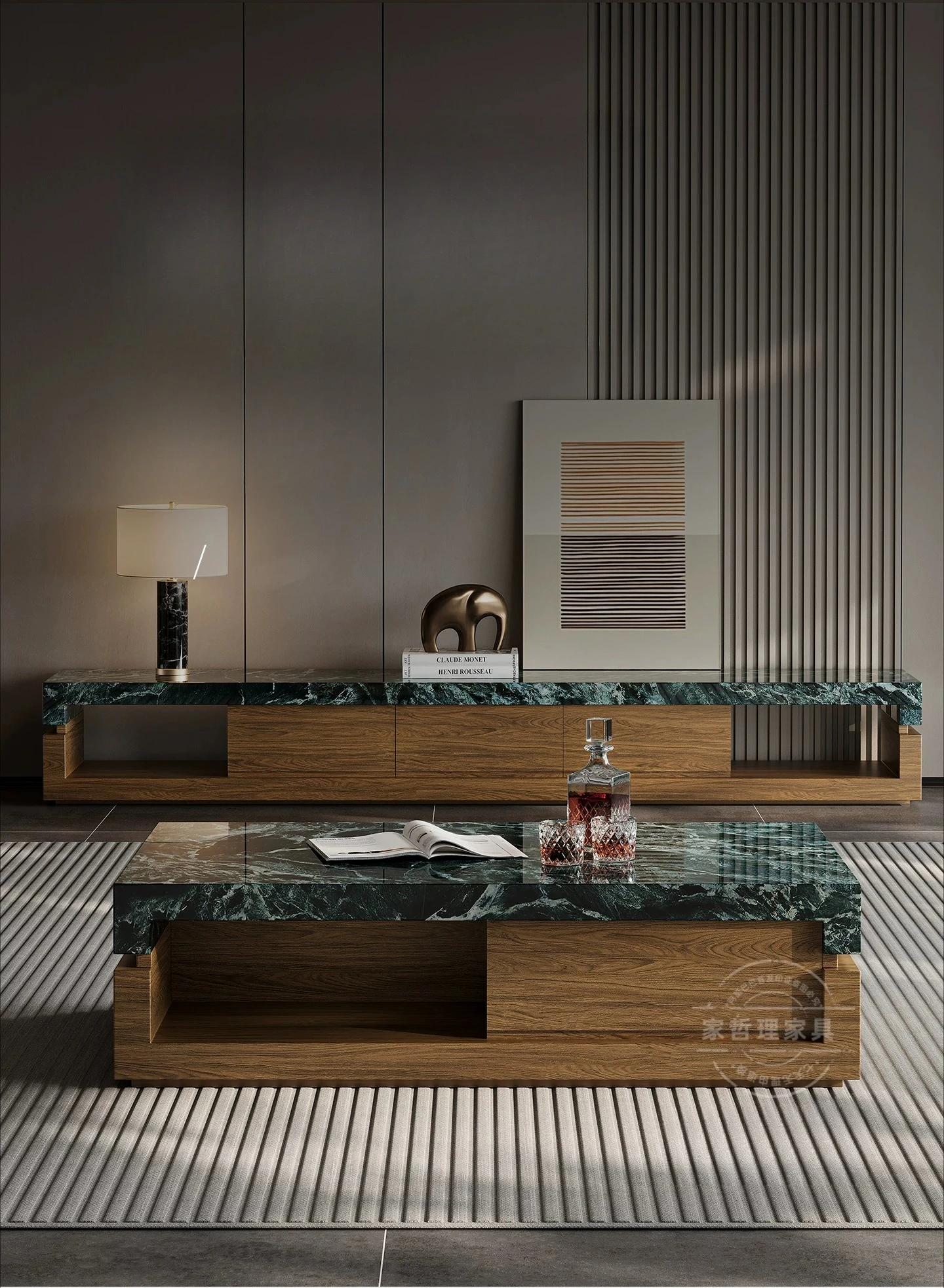 

PYH coffee table new high-end light luxury TV cabinet combination antique living room storage household
