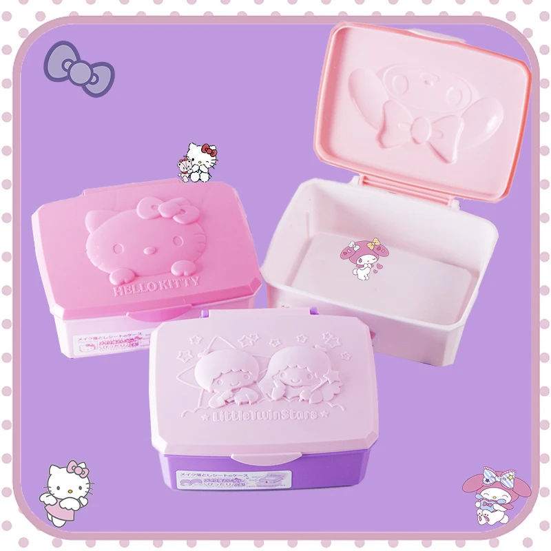 Storage Box Kawaii Sanrio Mymelody Accessories Cute Anime Cotton Swab Clamshell Ornaments Sundries Desktop Waterproof Girls Gift