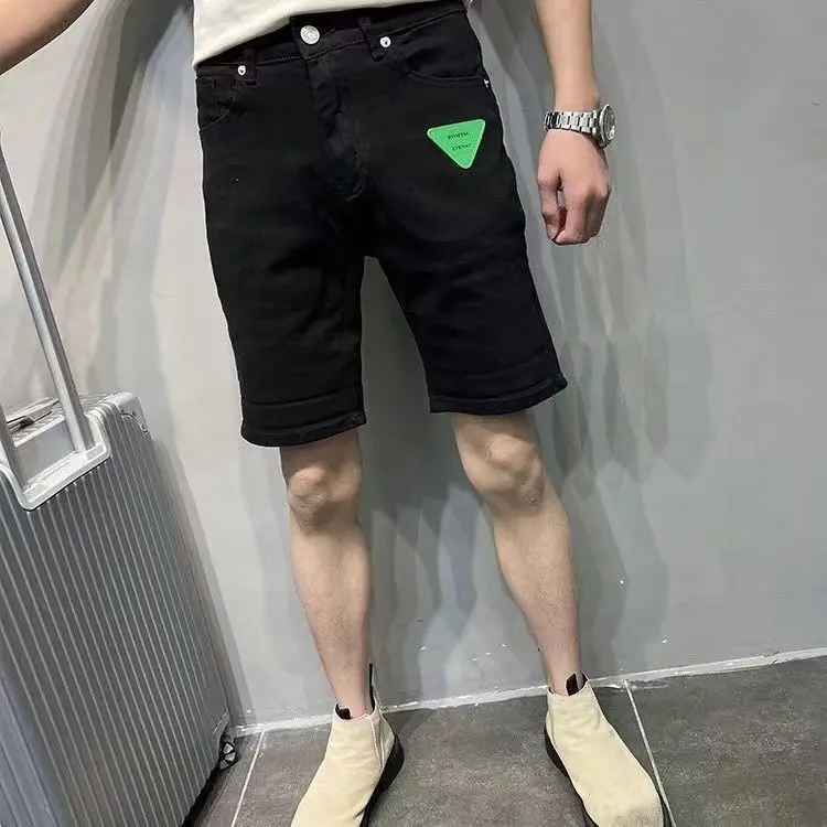 الصيف رقيقة مطاطا الرجال الدنيم السراويل فضفاضة مستقيم عادية صديقها المتوسطة السراويل اقتصاص السراويل الجلدية التصحيح المؤخرات للرجال