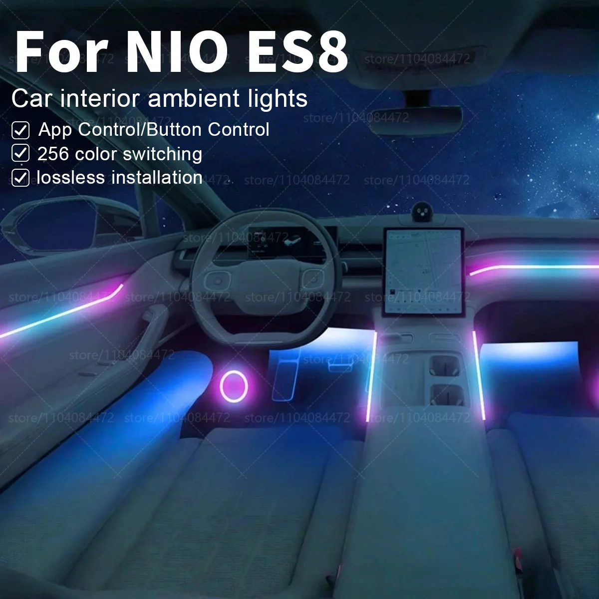 

For NIO ES8 22in1 RGB Car Interior Acrylic Car Ambient Lights RGB Hidden Acrylic Strip Decoration Atmosphere Accessories