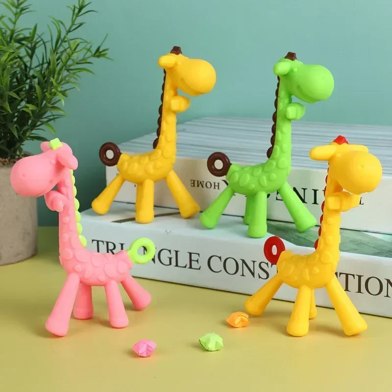 Cute Baby Molar Teethers Toy Soft Silicone Giraffe Rabbit Cartoon Teething for Babies Relief Gums Pain Toys Newborn Essentials