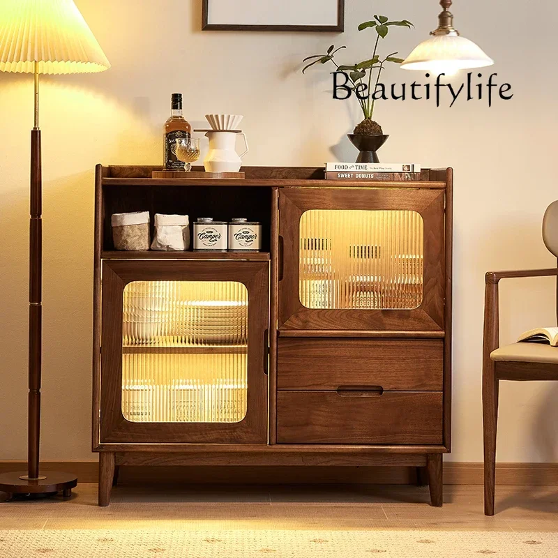 

ls 42Black walnut side cabinet Nordic simple wrong side cabinet Home restaurant locker