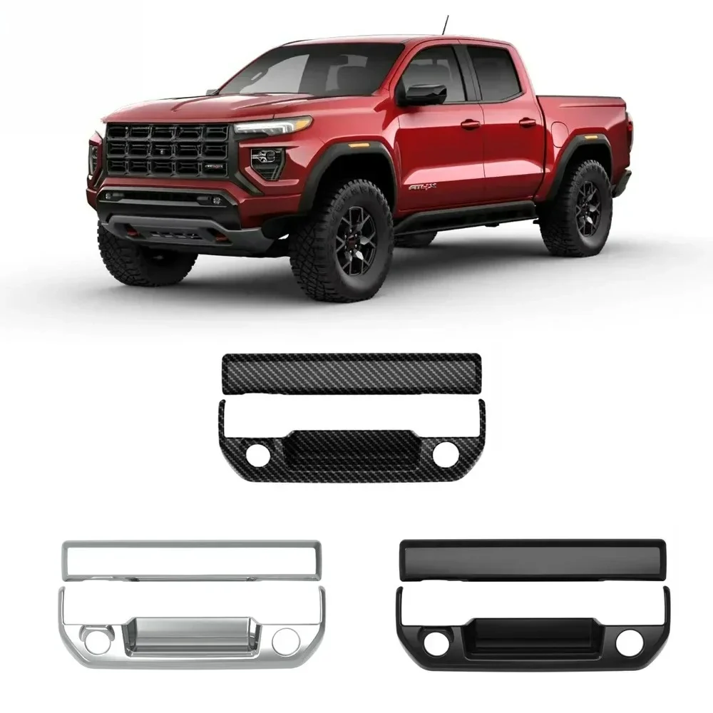 For GMC Canyon 2023 2024 ABS Carbonfiber Rear Trunk Tailgate Door Handle Bowl Catch Sticker Cover Exterior Accessories