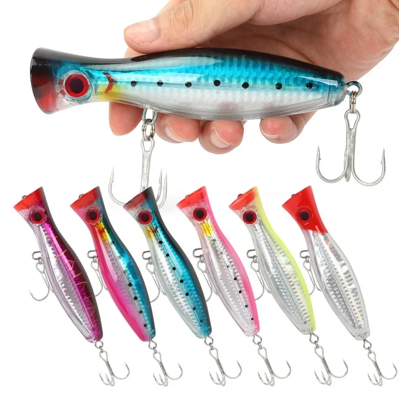 WHYY Big Mouth Popper Fishing Lure 125mm/40g Double Circle Reinforced Blood Tank Hook Hard Bait Artificial Plastic Bait Pesca