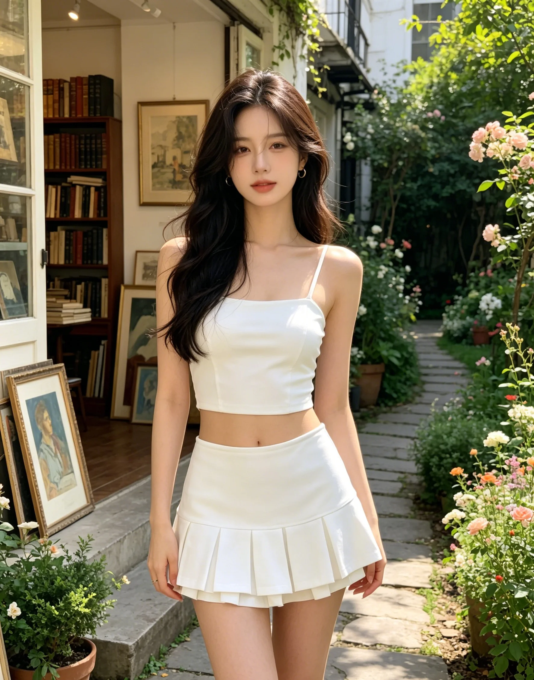 American Retro Pure White Low-Waisted Pleated Short Skirt, College Style, Age Reducing, Perfect Body Proportion, Spicy Girl, Ver