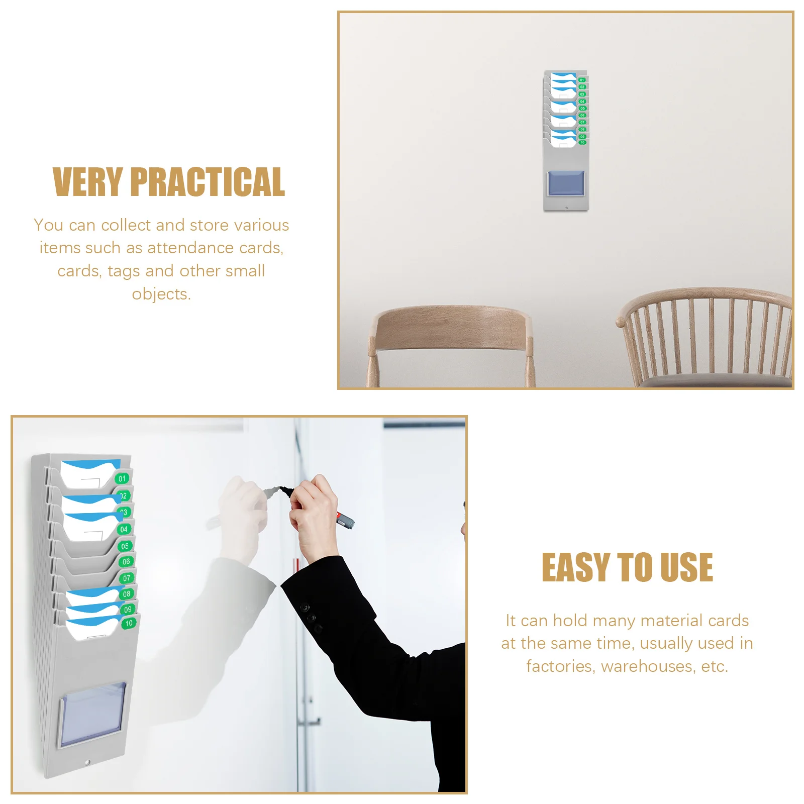 

Plastic Material Document Holder Rack Multi Grid Cards Organizer for Office Warehouse Label Storage Rack Employee Attendance