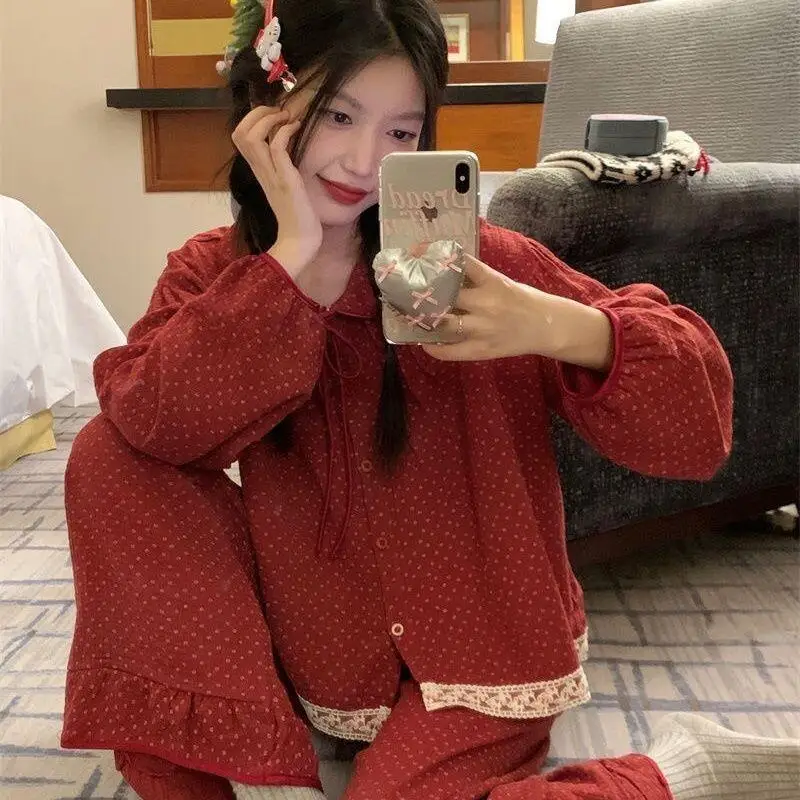 Hot Pjs Set Pigiama da donna Set Pigiama invernale caldo da donna allentato Abbigliamento per la casa alla moda, Pigiama Set pigiama carino e morbido Dolce