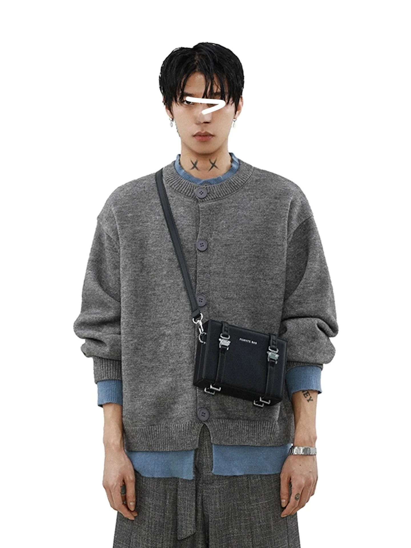 

Original American Retro Knitted Sweater Fake Two-Piece Men Women Spring Autumn Lazy College Sle Outerwear Trendy Brand