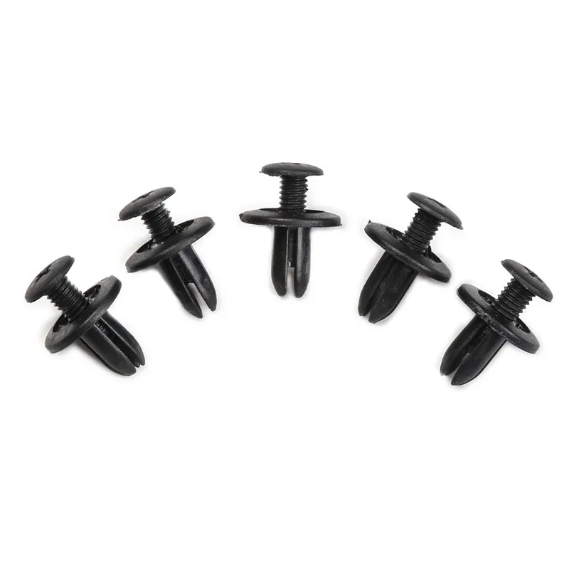 50pcs Plastic Rivet Black Automobile Rivet Car Clip Screw Car Body Push Fasteners Clip Trim Bumper Fender For Universal Vehicles