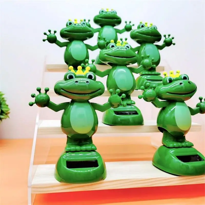 Frosch Solar tänzer Armaturen brett schwingendes Schwingen Tier automatisches Armaturen brett schütteln Hand puppe Schaukel Frosch Prinz lustiges Schütteln Spielzeug