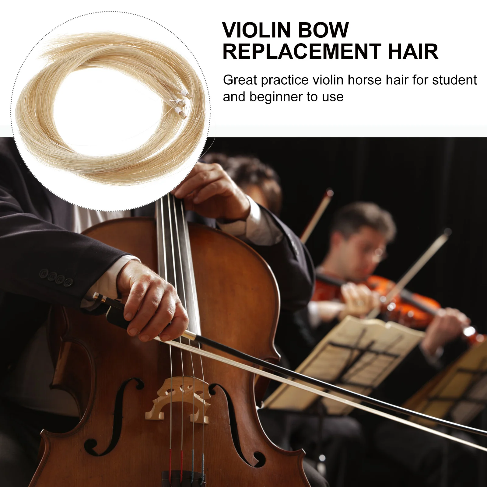 

3 Hanks Tail Hair Violin for Bows Violins Parts Horsehair Accessories
