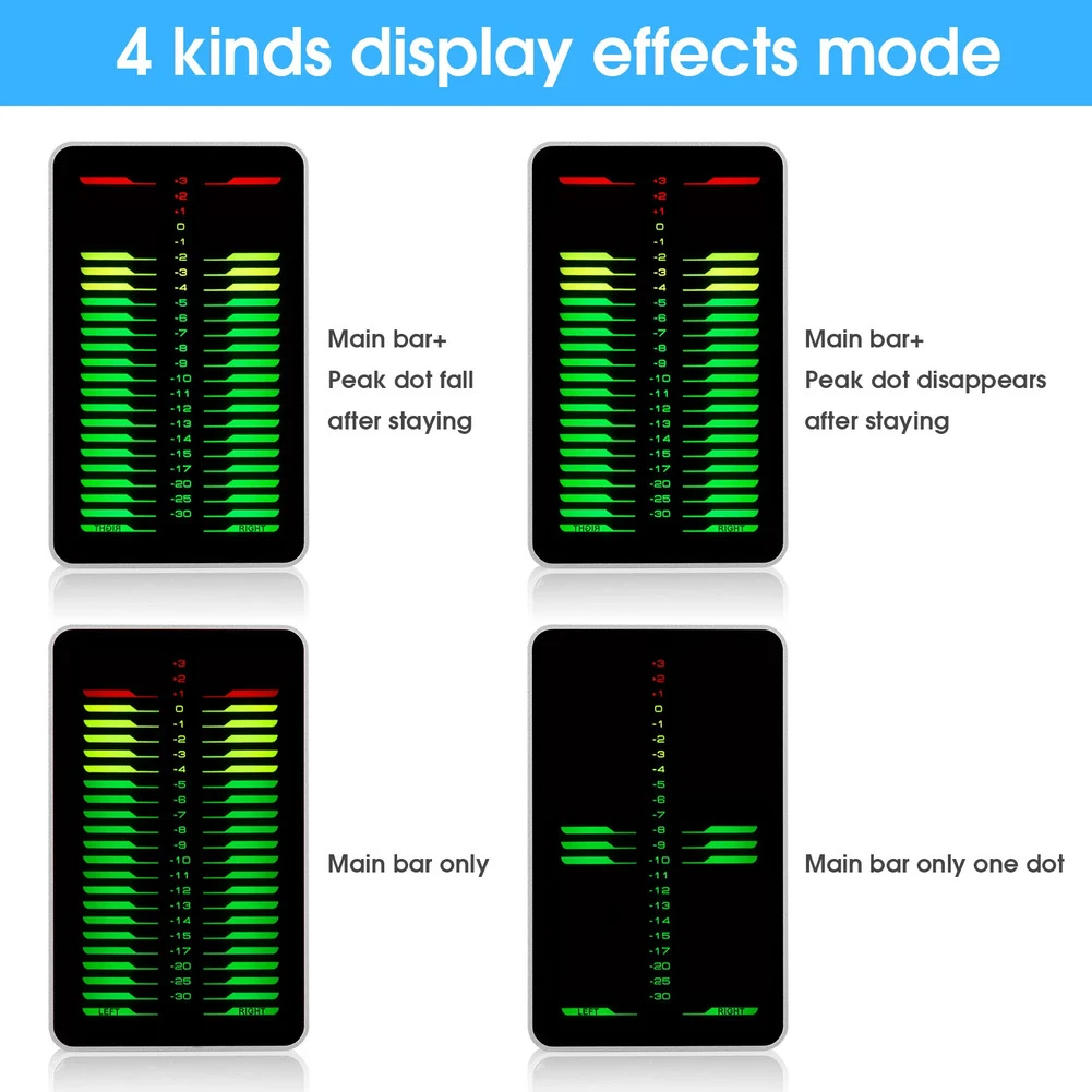 Dual Channel Stereo Sound Level Meter LED Display 24 RGB Levels Per Channel Decibel Meter with USB Power and 3 5 mm Audio Cable