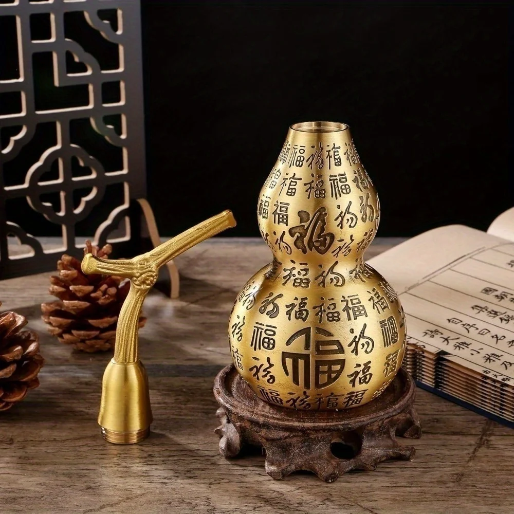 Brass Gourd Ornaments | Decorated with Auspicious Patterns, Small, Openable Metal Crafts Suitable for Home Decoration, Tradition