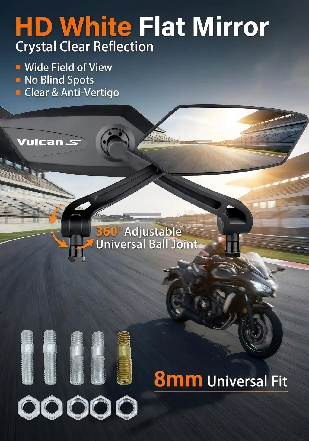 Высококачественное зеркало заднего вида для мотоцикла с регулируемой и поворотной функцией для Kawasaki Ninja Versys VULCANS Z ZX KX