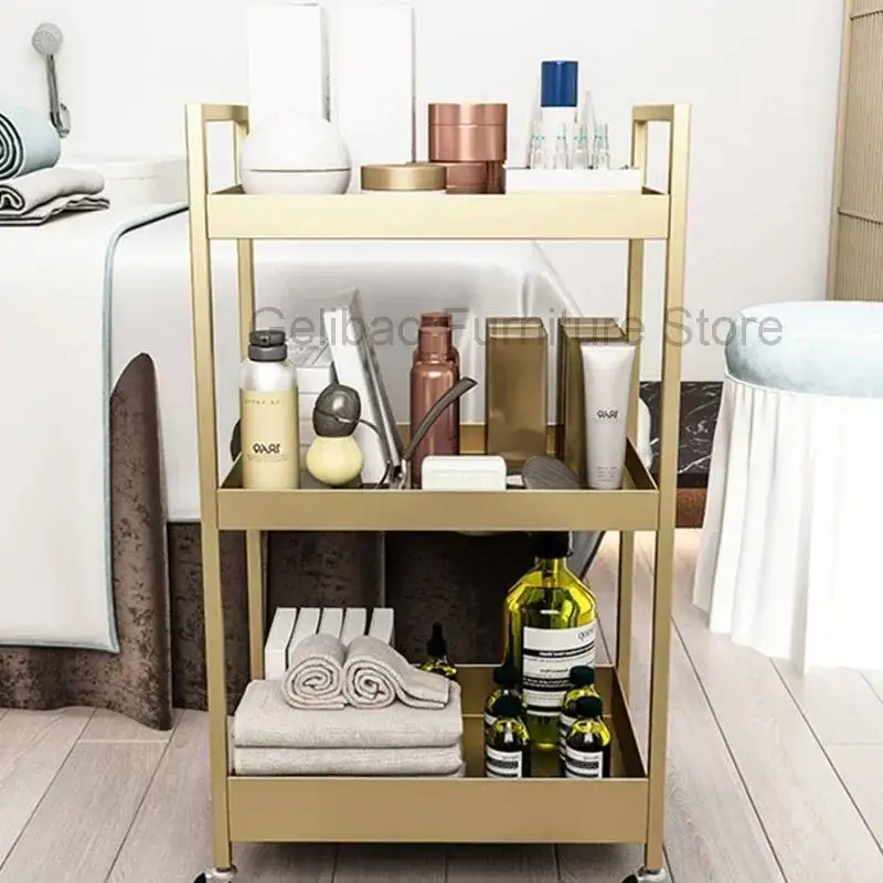 

Drawer Trolley Professional Salon Gold Beauty Cart Hairdresser Manicure Auxiliary Esthetician Plegable Con Ruedas Spa Furniture