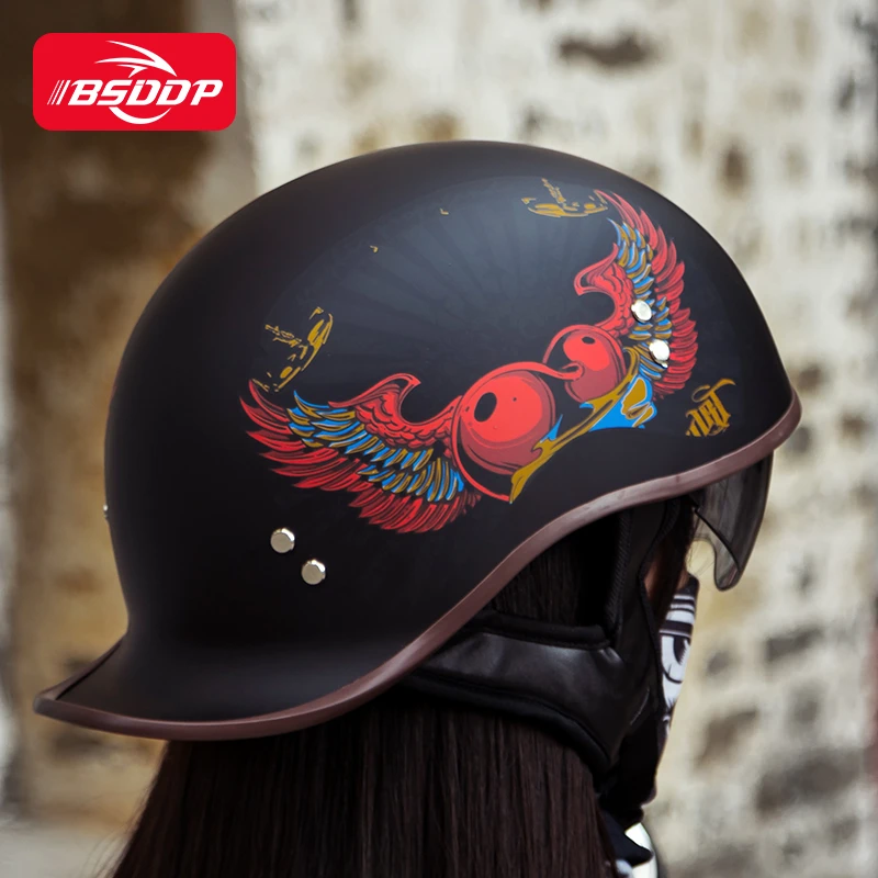 Retro Motorcycle Half Helmet for man Seasons Vintage Motor Helmet