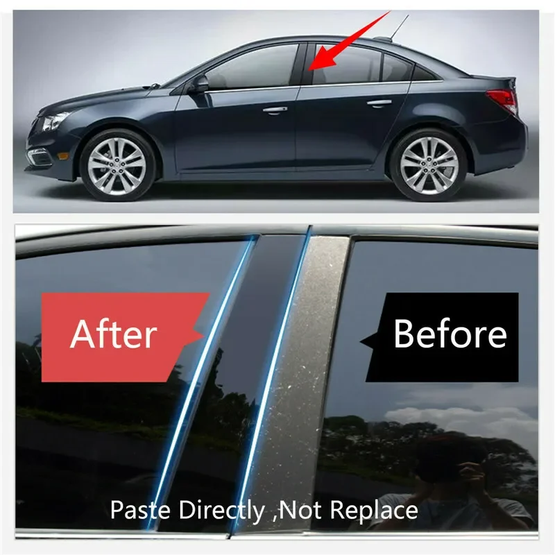 10pcs Black Pillar Posts Door Window Trim Fit For Chevrolet Cruze 2011-2015