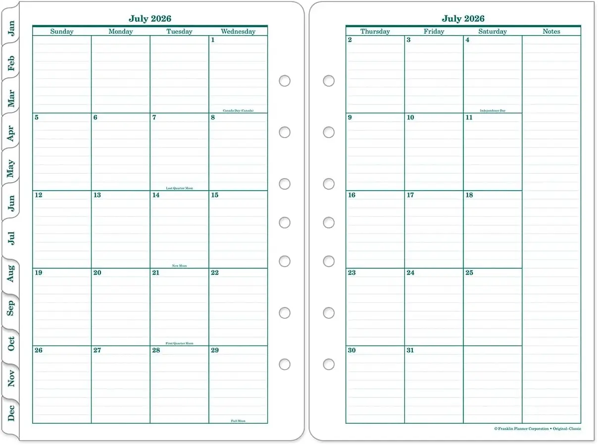

Classic Ring-Bound Planner Refill with Monthly Tabs Jul 2026-Jun 2027 for Organization