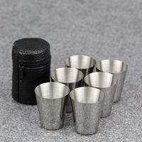 6Pcs/4pcs Set 30ml 70ml Outdoor Practical Stainless Steel Cups Shots Set Cup For Whisky Wine Portable Drinkware Set