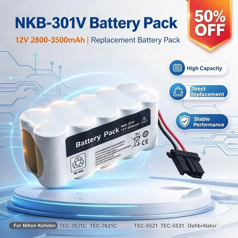 12V 2800-3500mAh Replacement Battery Pack NKB-301V For Nihon Kohden TEC-7621C TEC-7631C TEC-5521 TEC-5531 Defibrillator
