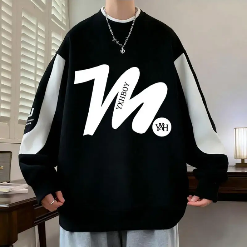 رجل الملابس ربيع الخريف الملابس حجم كبير هوديي عادية تي شيرت ملابس للرجال حجم كبير الملابس الاتجاه موضة الشباب نمط #2