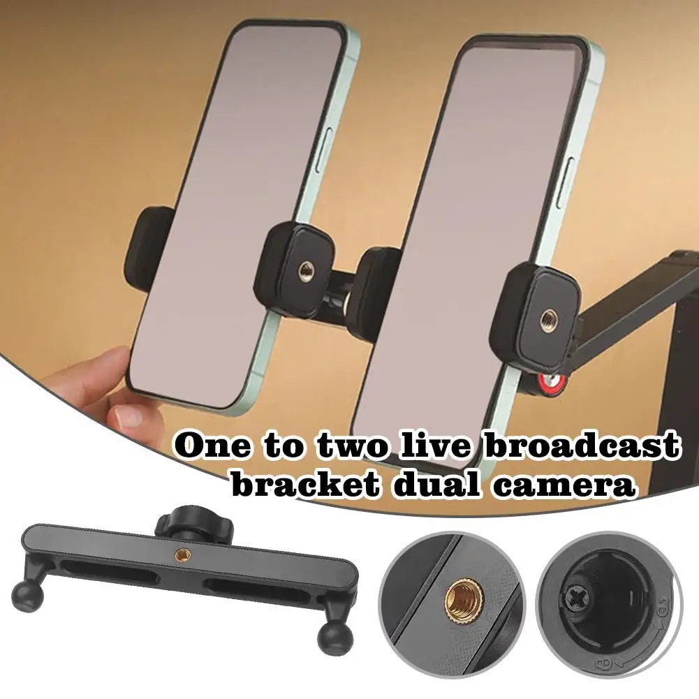 Universal Mobile Phone Bracket Dual Head Adjustable Crossbar Clip Holder For Livie Stream Video Recording Tripod Accessories
