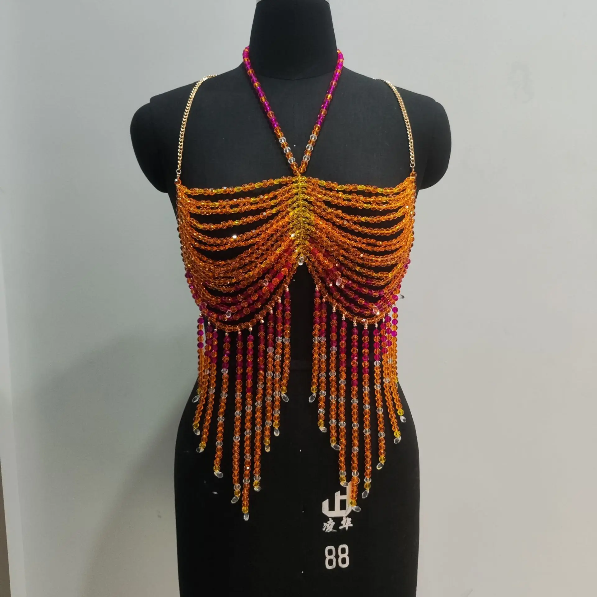 Body Chain totally hand-made string of beads Sexy Bra Chain  Fashion multilayer Chest chain Night Club Beach Body Jewelry