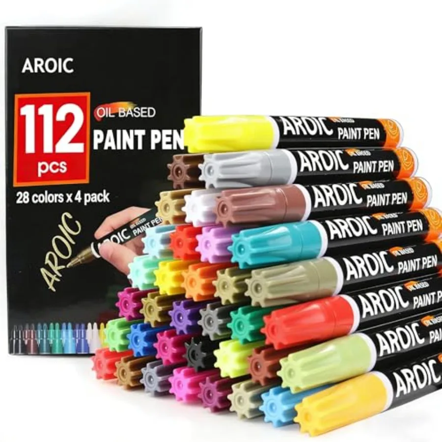 

Акриловые маркеры 28 цветов, тонкий наконечник 2 мм, перманентные ручки-краски - быстросохнущие, водостойкие, нетоксичные, для стекла, керамики, металла, пластика