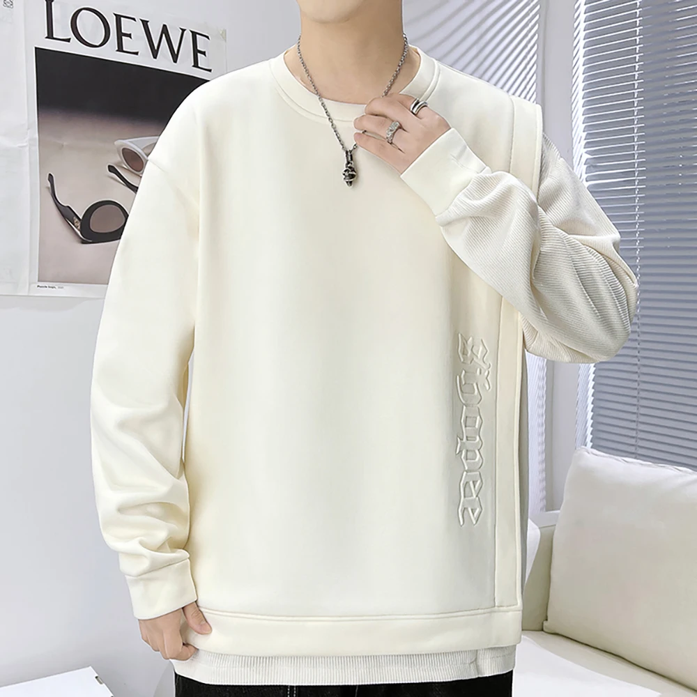 Hoodie men spring loose large size high street embroidery top ins trend long-sleeved couple cotton top