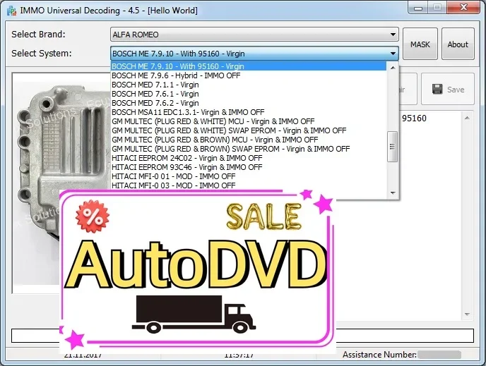 AutoDVD IMMO Universal Decoding 4.5 [2017]+EDC17/MED17/MEV17 EEPROM Checksum Calculator +USB Dongle