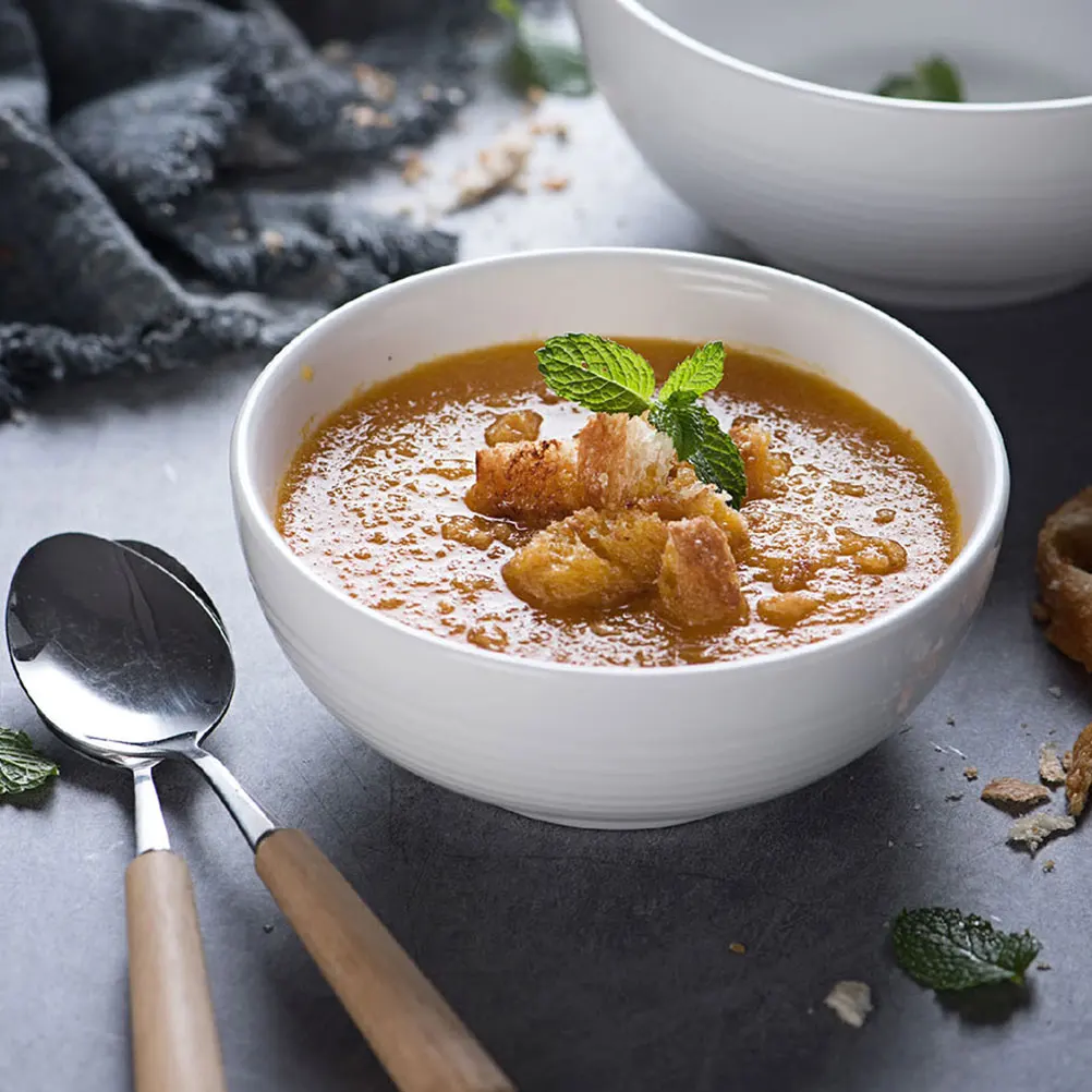 

2Pcs Ceramic Bowl Set White Soup Bowls Large Serving Salad Bowls for Kitchen Restaurant Entertaining Serving Bowl