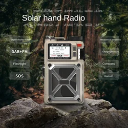 2024 New Outdoor Portable Hand cranked Solar Emergency Radio Bluetooth Speaker Military Style DAB Radio Generator