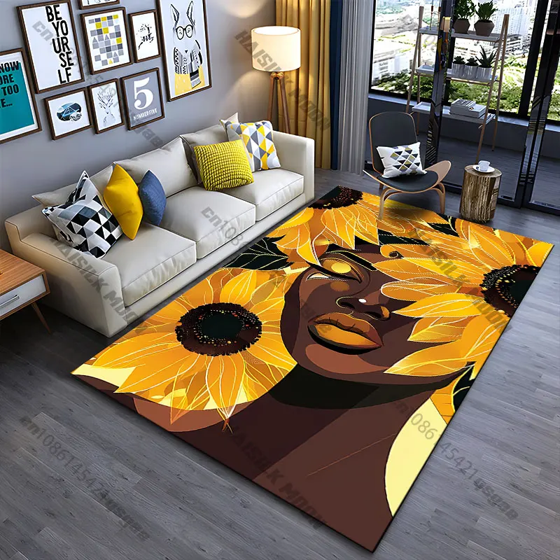 

Vibrant sunflowers abstract art carpet Yoga living room room decor children's crawling mat doormat area rug games mat