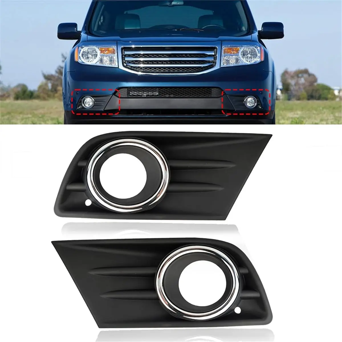 #68E Fog Light Frame Cover,Front Fog Light Cover Trim (Black)