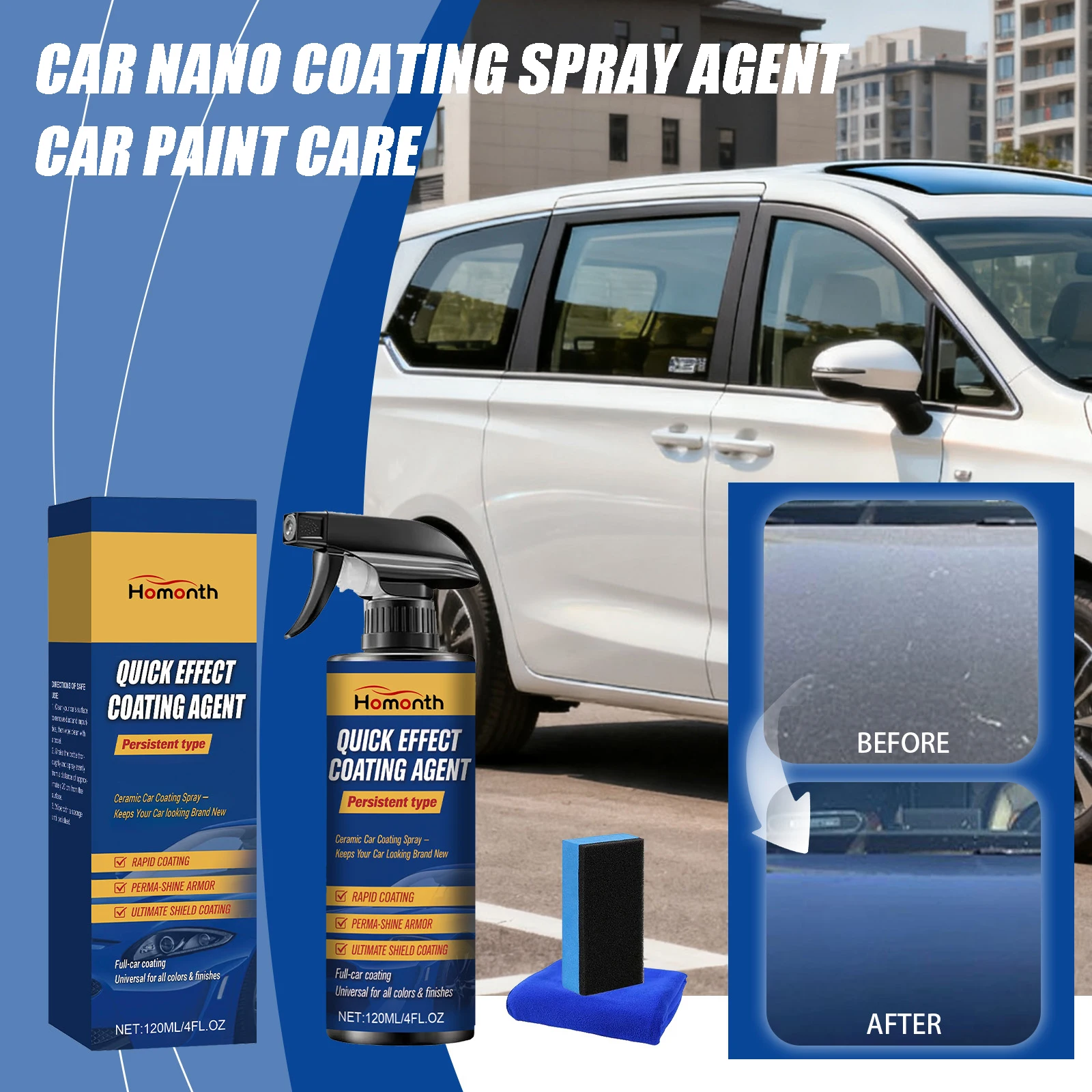 

Car Nano Coating Liquid Paint Polishing Wax High Gloss Care Wax For multiple vehicle models Quick Effect Stains Removal Spray