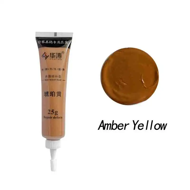 

amber yellow acrylic wood damage repair paint floor gap filling paste furniture repair paste