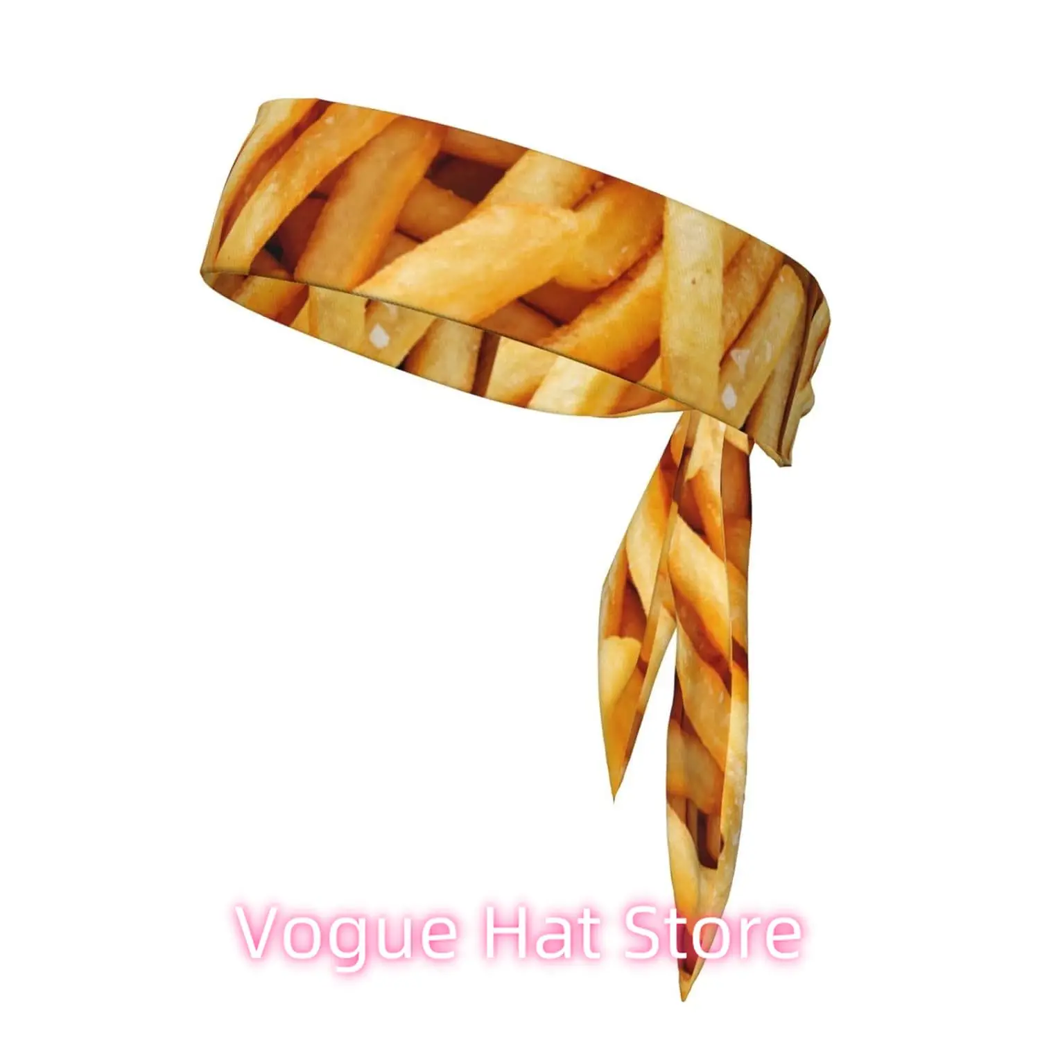 

Head Ties Headband Sports Sweatband for Men Women Adjustable Headband (French Fries)