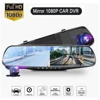 Cámara de visión nocturna para espejo retrovisor de coche, grabadora de vídeo Digital de respaldo, HD 1080P, doble lente, frontal y trasera, 170 grados