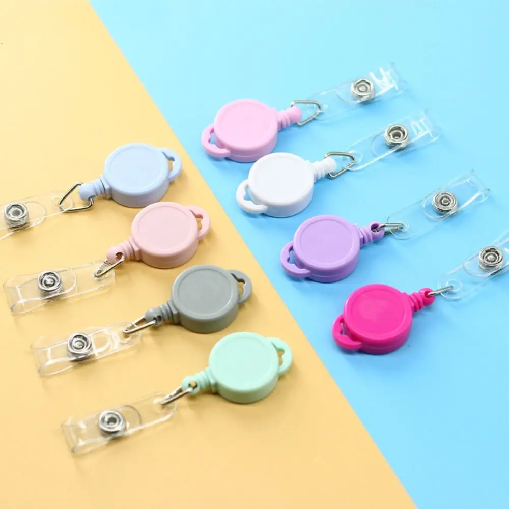 Anti-Lost Retractable Badge Reel Name Tag Keyring Clips ID Badge Holder ID Lanyard Colorful Easy To Pull Buckle School Supplies