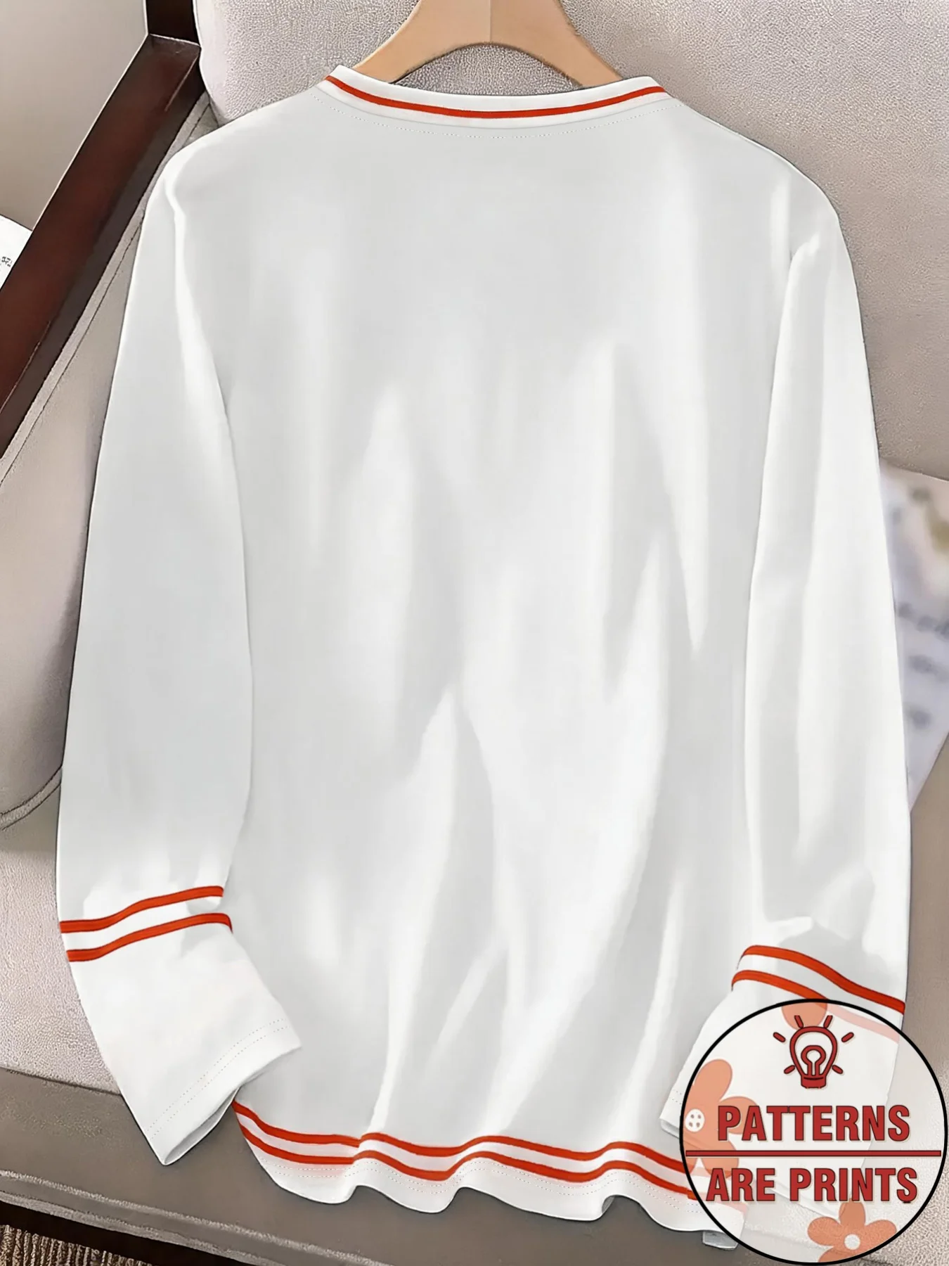 Women Long Sleeve Top Orange Daisy Floral Pattern Crew Neck Autumn Festival Gift Casual Daily Wear Women's Clothes - view 4