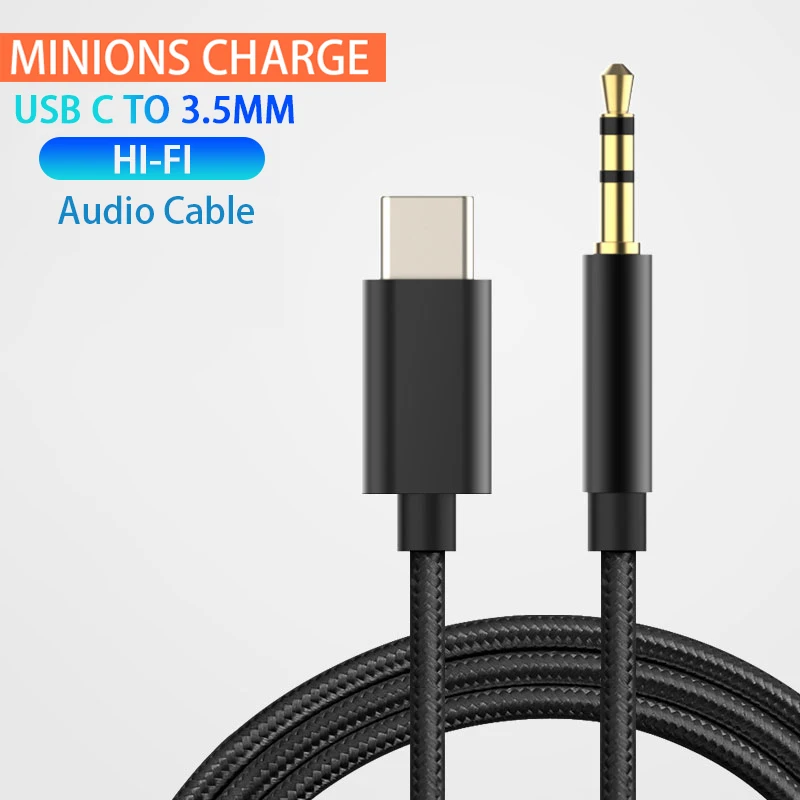 NNBILI TPE Type C To 3.5mm Aux Audio Cable Headphone Jack Adapter Car Aux for Samsung S20 Plus Note 20 S21 Ultra Xiaomi Huawei