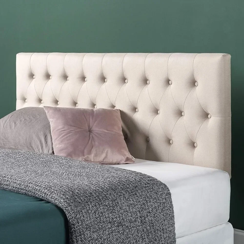 Taupe Headboard Bedroom Button Tufted Upholstery  Upholstered Headboard Easy Assembly Adjustable Height