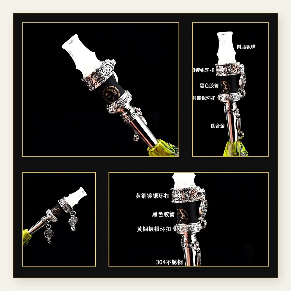 Dual-Purpose Titanium Alloy Nozzle & Resin Nozzle with Brass Silver-Plated Ring for Arab Shisha Accessories