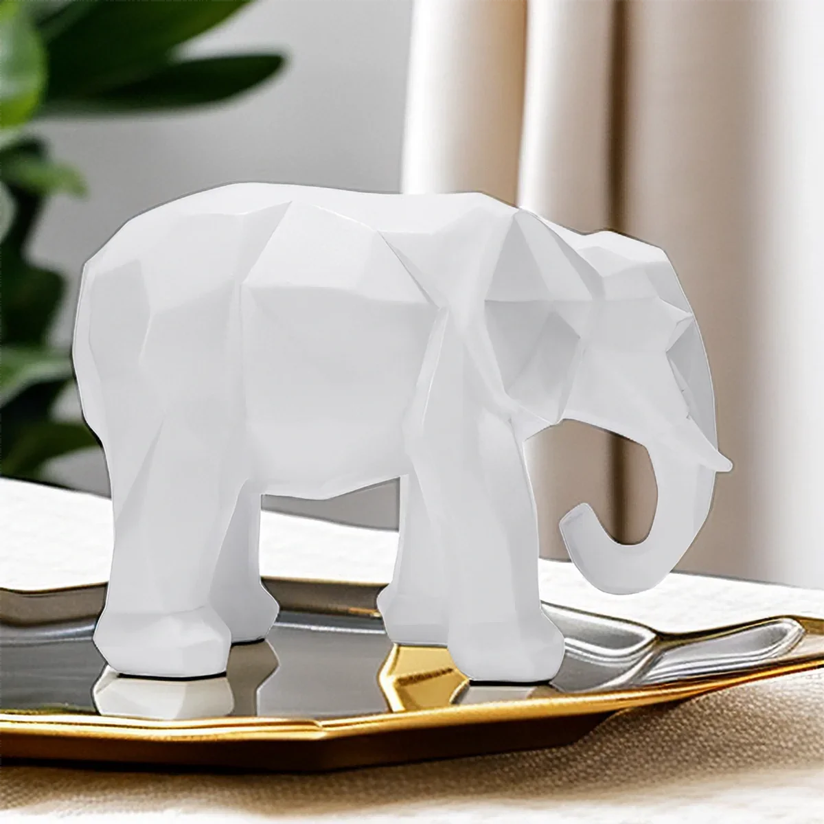 1 Stück Boho-Elefant-Harzstatue – handgeschnitzte Hochzeitsdekoration und ethnischer Akzent für Zuhause, Regal-Display-Skulptur