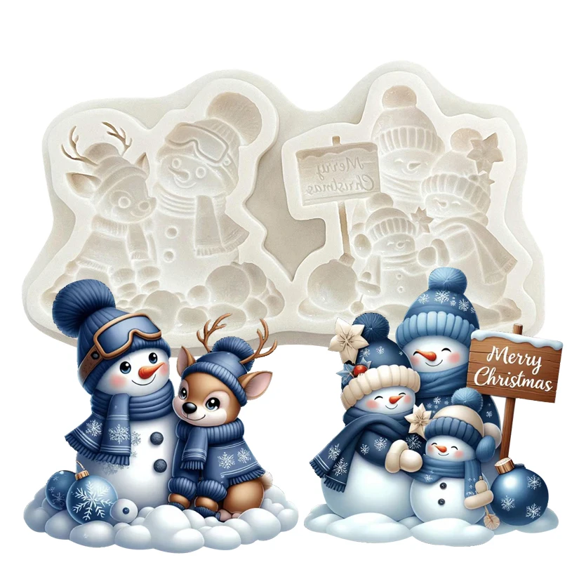 Weihnachten Schneemann Rentier Silikon Sugarcraft Schokolade Cupcake Backform Fondant Kuchen Dekorieren Werkzeuge
