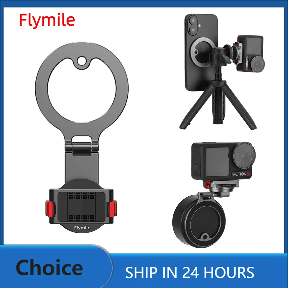 

Магнитный адаптер Flymile, подставка для телесуфлера для аксессуаров DJI Action 5 Pro/Osmo 360, быстросъемная база для крепления на штатив