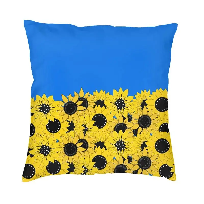 Blue Sunflower Printed Cushion Cover Ukraine Flag Soft Velvet Luxury Pillow Case Decor Home 45x45cm Pillowcases